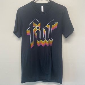 Fint Life teen summer camp shirt ACDC Styx style shirt by Canvas small black